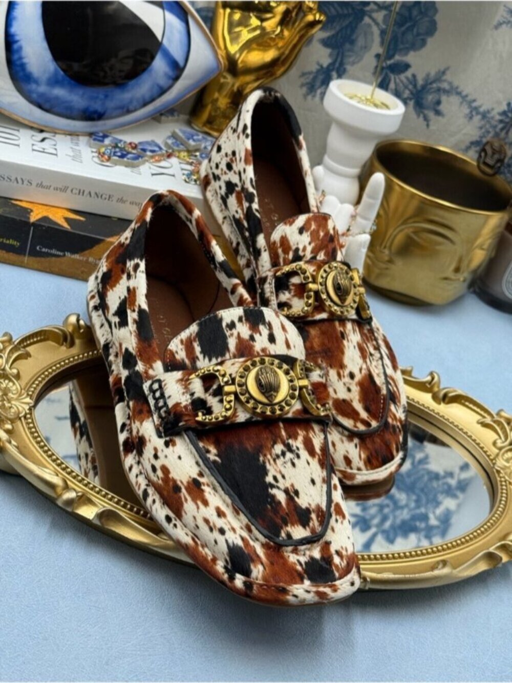 🆕 KURT GEIGER LONDON 🧿 NWOB Mansion Soft Loafer, Cow Print - Sz 39 US8.5 - Picture 7 of 16